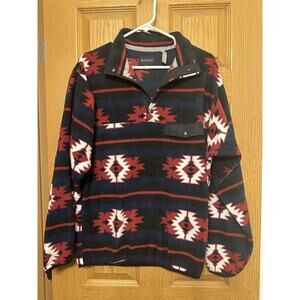 Comox 1/4 Button Fleece Southwest Design Size Small Red Black Navy White